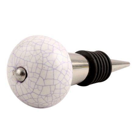 White Purple Crackle Ceramic Wine Stopper